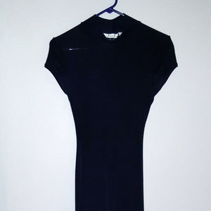 Long Black Dress with Short Sleeves